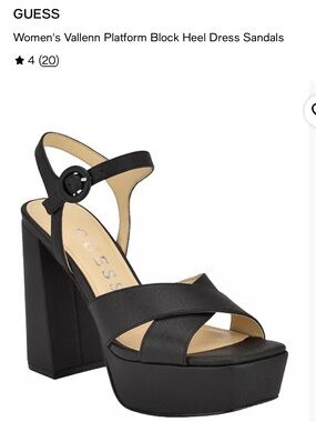 GUESS Black Cross-Strap Platform Block Heel Sandals